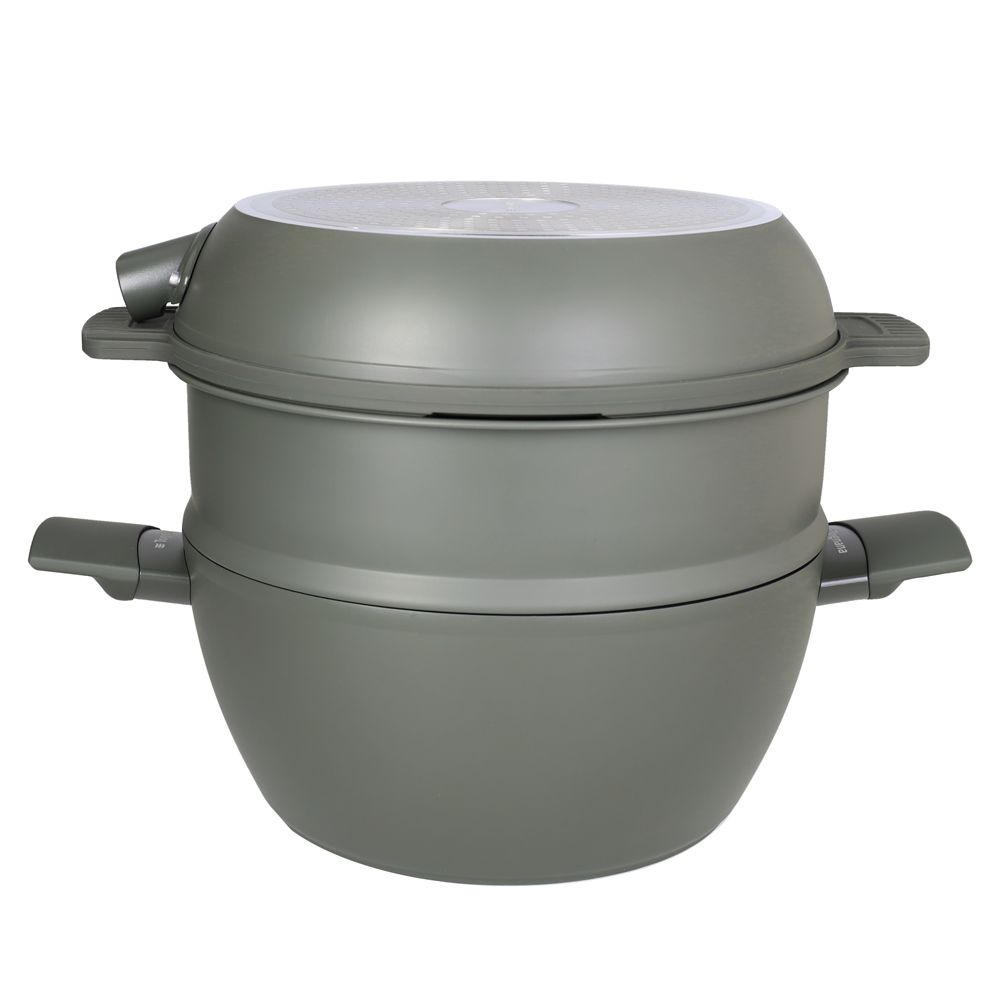 Tognana Batteria di Pentole 11 Pezzi Modulo Military Green in Alluminio Beige – Set Pentole e Casseruole per la Cucina