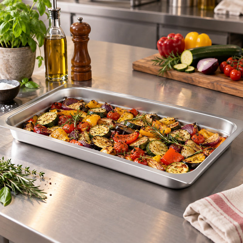 Agnelli Plat Gastronorm L.3003 H 4 cm en Aluminium – Plat Professionnel pour Cuisine
