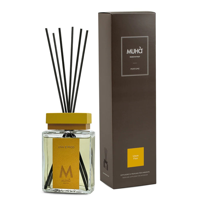 Muhà Luxe Parfum Diffuseur d'Ambiance avec Bâtonnets Raisin et Figue 100 ml