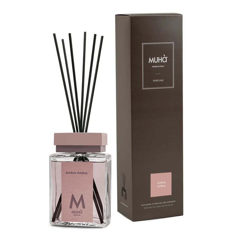Diffuseur de Parfum d'Ambiance Muhà Luxe avec Bâtonnets Ambre Antique 100 ml