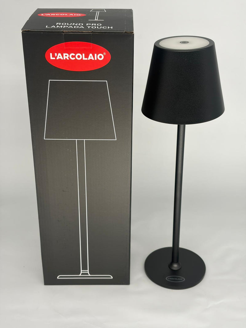 L'Arcolaio Lampe LED Tactile Rechargeable H 38 Cm 10 x 10 Cm IP54 Round Pro Noire