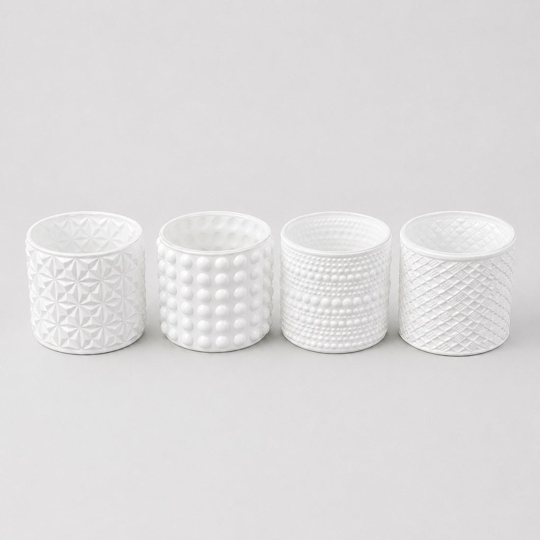 Bougeoirs en verre ARPIMEX Ø 7 cm H 6,8 cm Blanc Mix 4 pièces