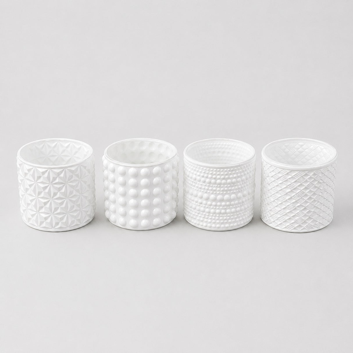 Bougeoirs en verre ARPIMEX Ø 7 cm H 6,8 cm Blanc Mix 4 pièces