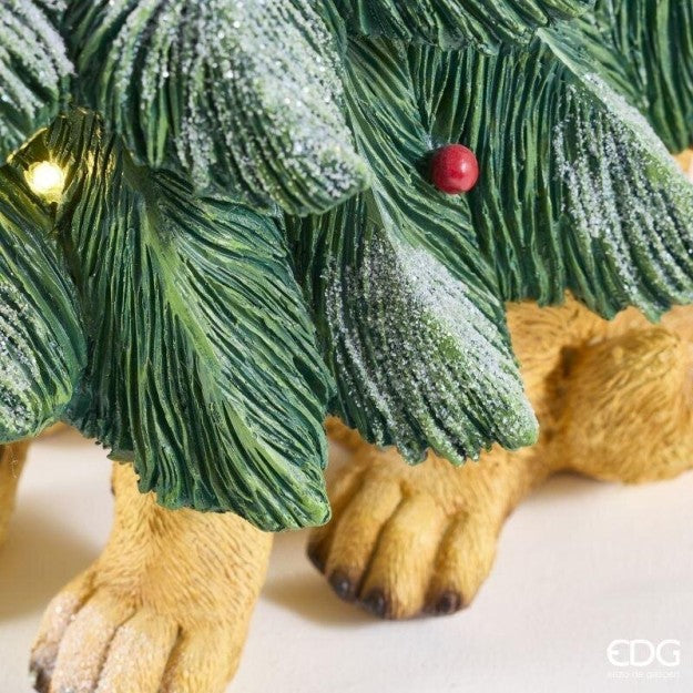 EDG Enzo De Gasperi Chien avec Sapin LED H57x36x34 cm Vert Mix – Décoration Noël Lumineuse