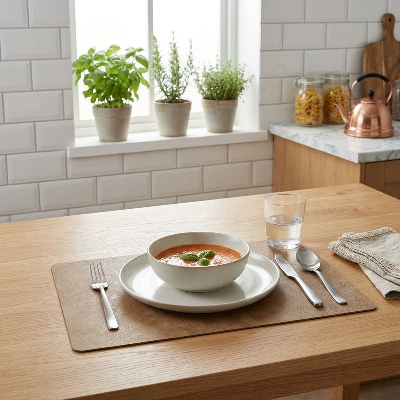 Versa Set de Table Beige 30x45 cm en PVC – Set de Table Pratique et Lavable