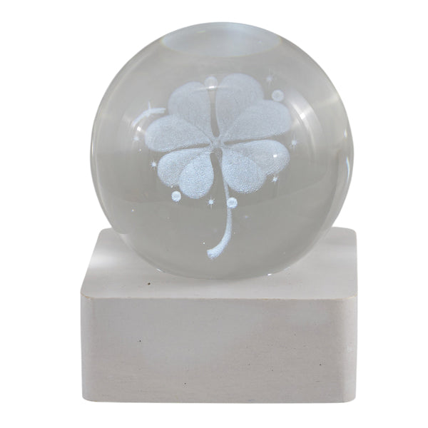 L'Arcolaio Lampada Decorativa Quadrifoglio con Base Quadrata Bianca 6x6x8 cm – Elegante Idea Regalo e Decorazione per Casa