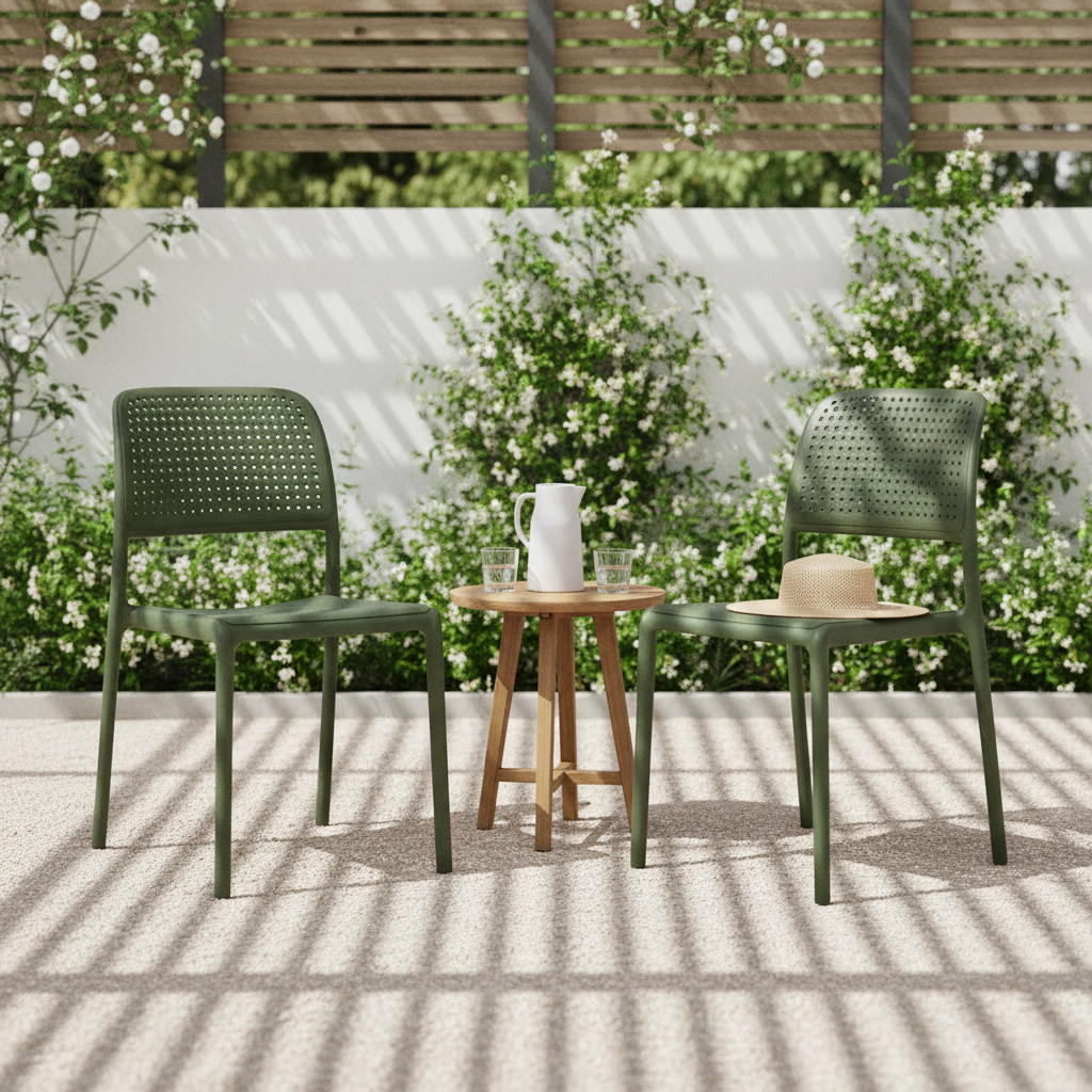 Due sedie Bora Agave su patio giardino