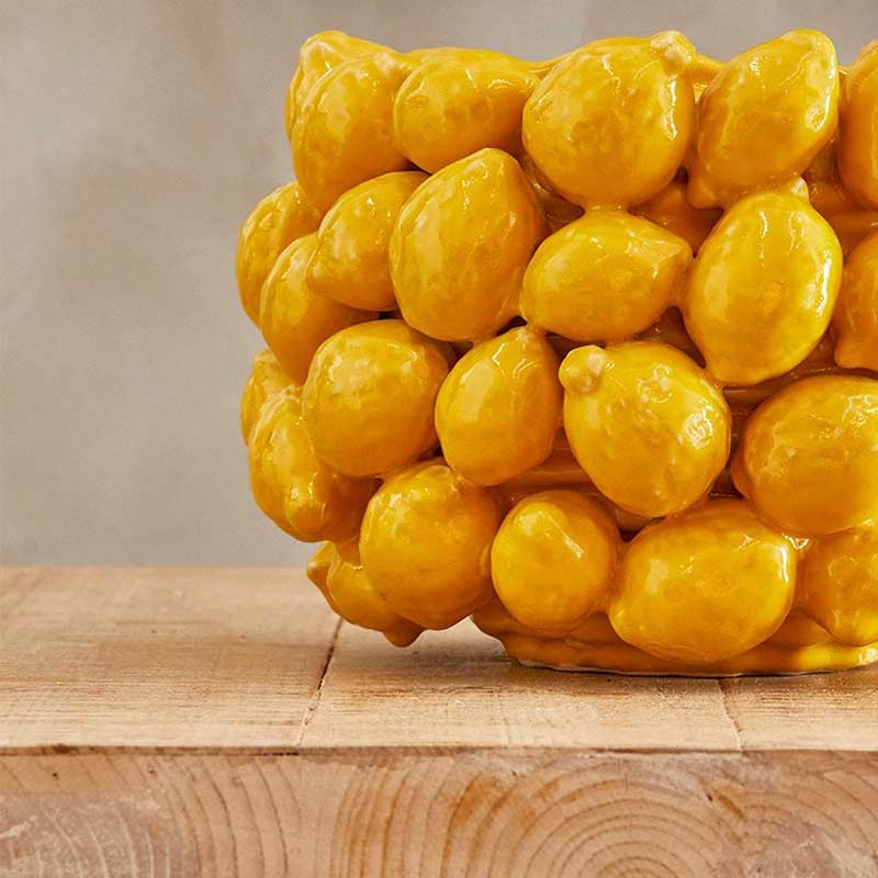 EDG Enzo De Gasperi Vase Citron Chakra H 19 Cm D 28 Cm 36 Fruits Jaune