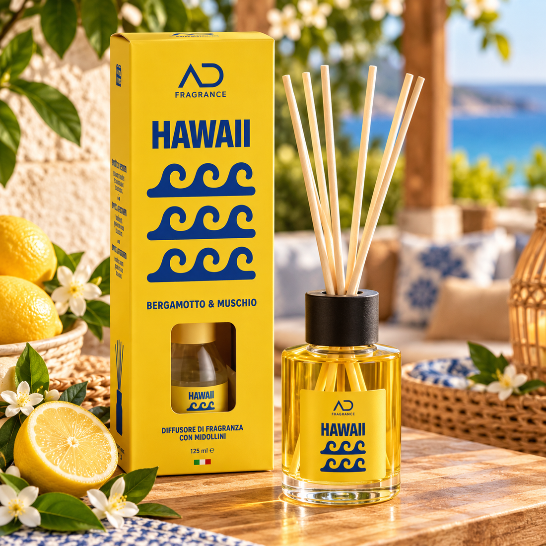 Ad Trend Diffusore di Fragranza Hawaii con Midollini 125 ml – Profumatore per Ambienti e Arredo Casa