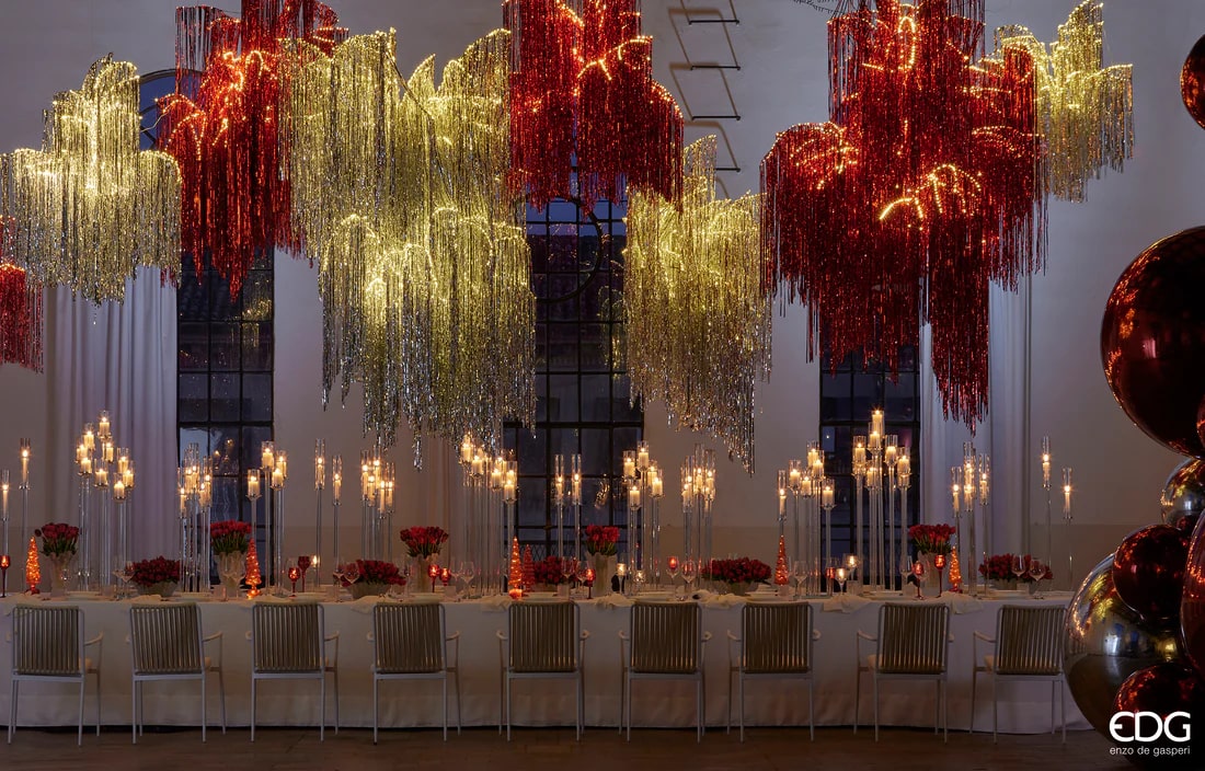 Sapin de Noël EDG Enzo De Gasperi à franges LED 600 microleds H 150 cm P 90 cm Naturel