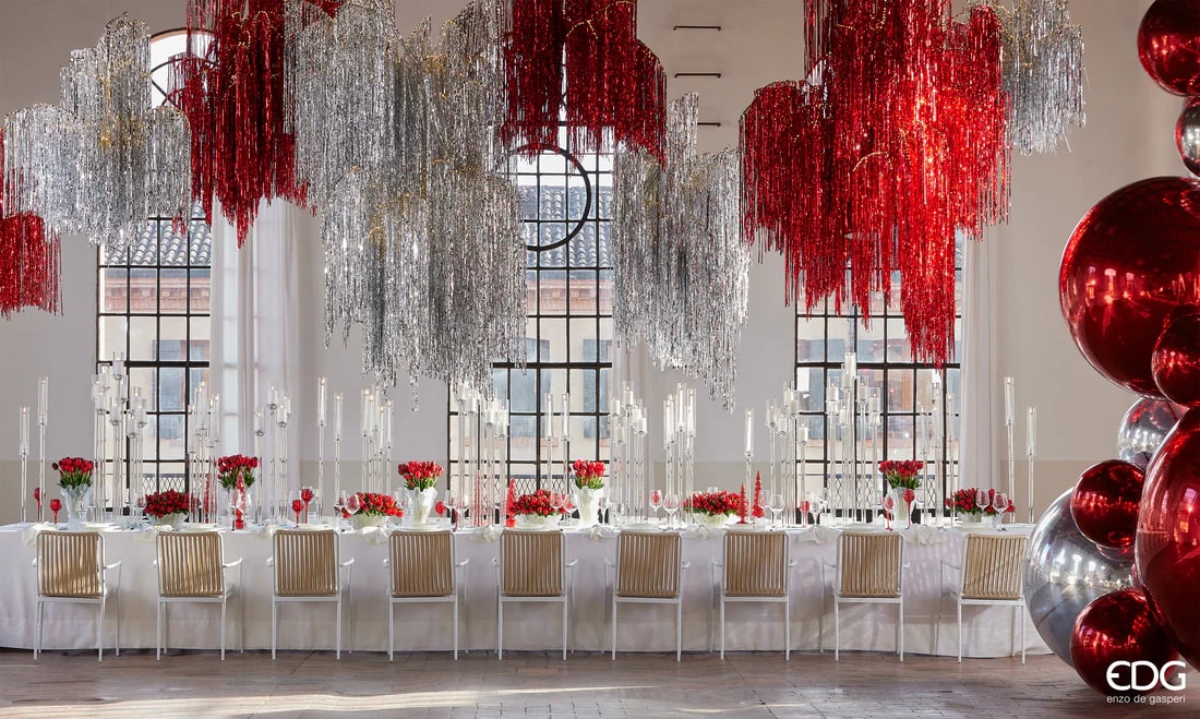 Sapin de Noël EDG Enzo De Gasperi à franges LED 600 microleds H 150 cm P 90 cm Naturel