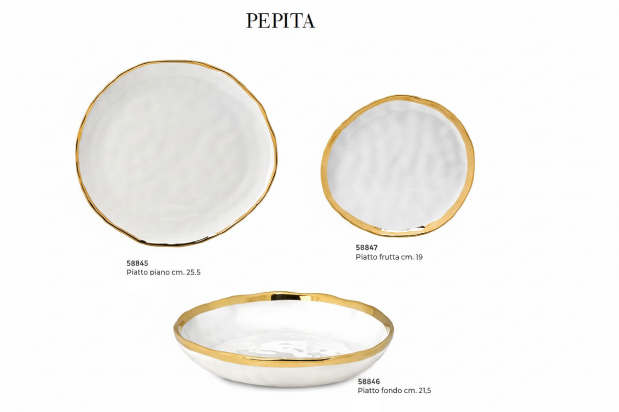 Assiette creuse Fade Pepita D 21,5 cm Porcelaine blanche et dorée