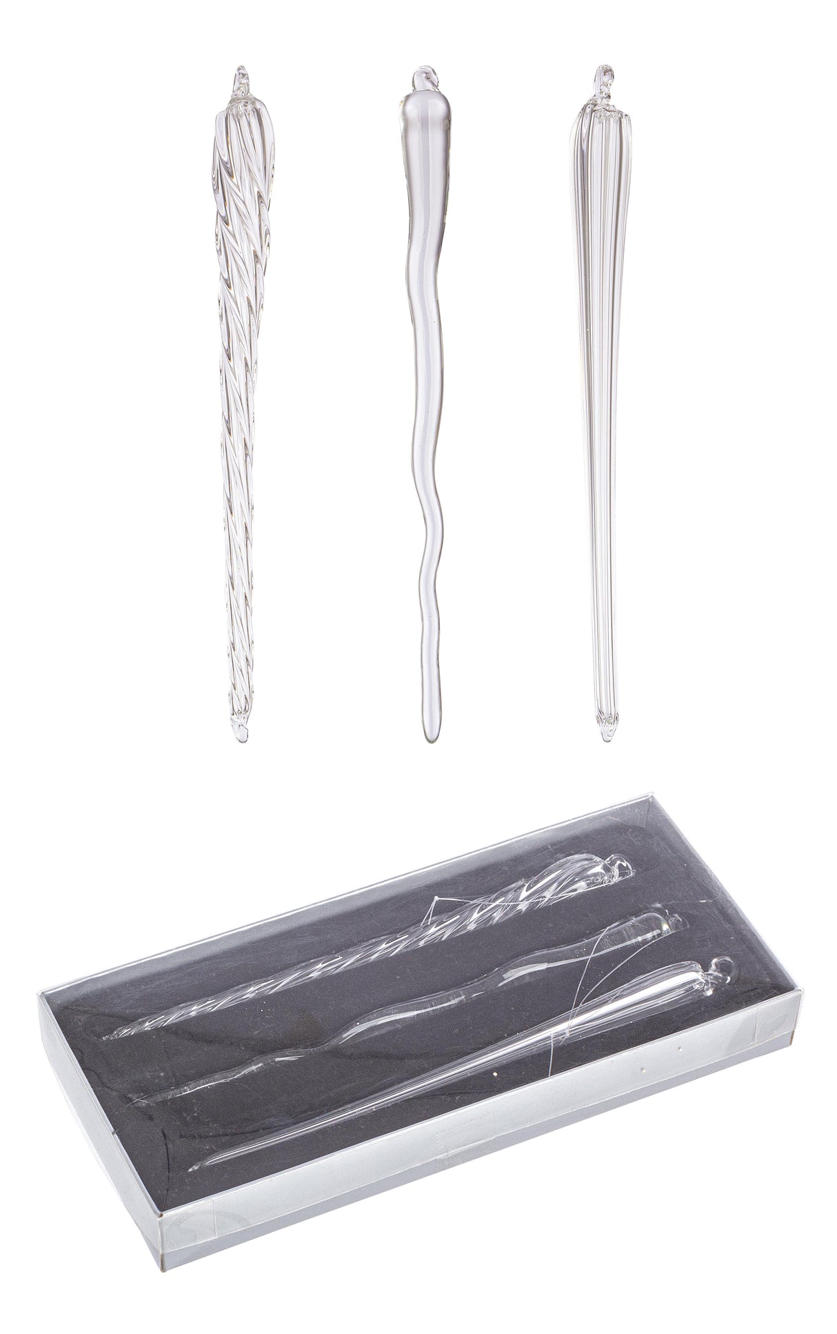 bizzotto bizzotto set 3 pendaglio icicle h 175 cm ass vetro trasparente ean 8051836512689