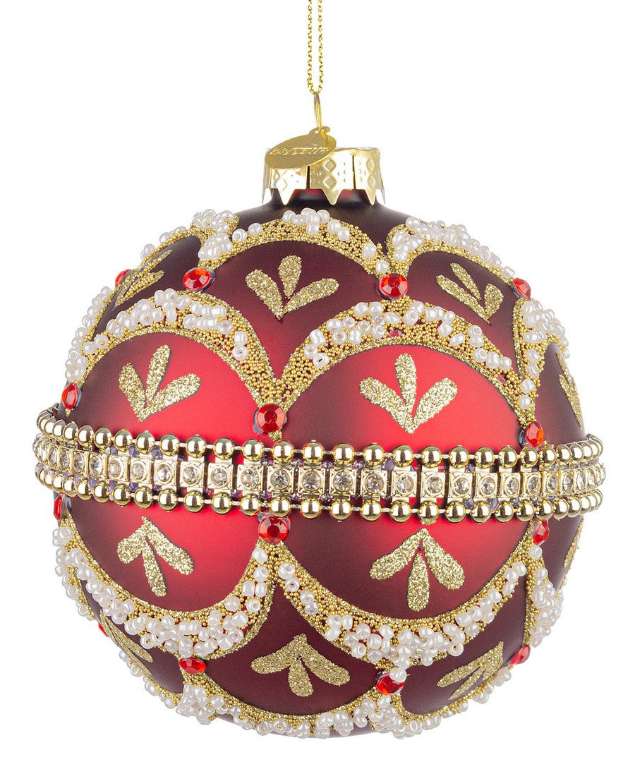 bizzotto bizzotto sfera di natale beloved d 100 mm vetro rosso con brillanti e perle ean 8051836743304