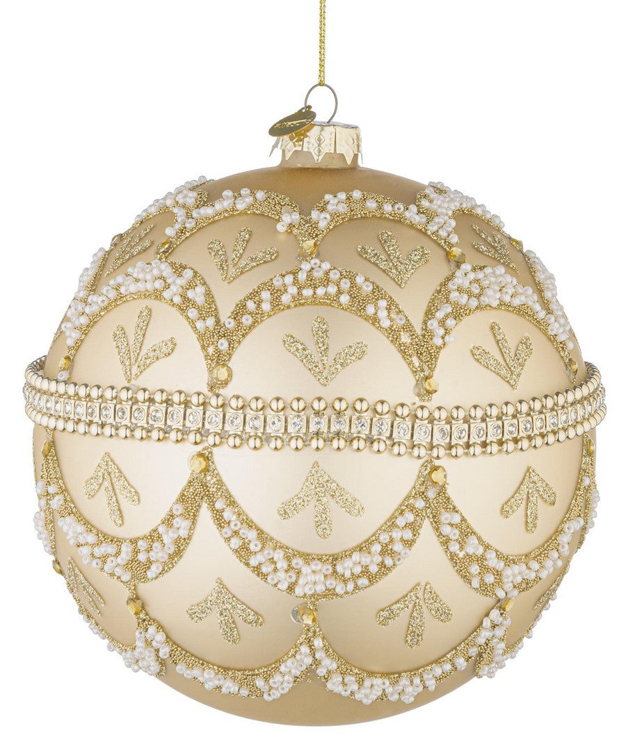 bizzotto bizzotto sfera di natale beloved d 150 mm vetro champagne con brillanti e perle ean 8051836743243