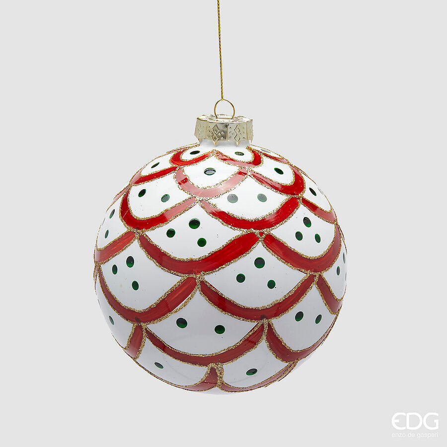 edg enzo de gasperi edg enzo de gasperi addobbo palla balze di natale d 12 cm white red 1 pz ean 8059824568434
