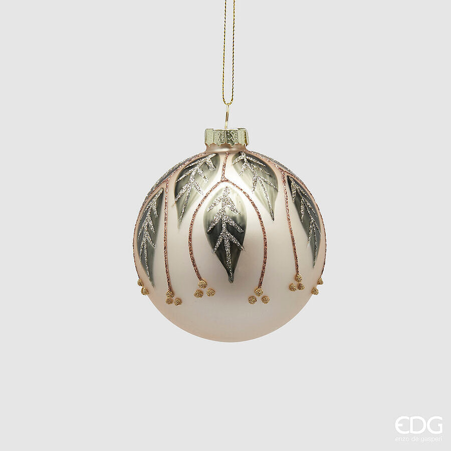 edg enzo de gasperi edg enzo de gasperi addobbo palla di natale foglie d 8 cm vetro green gold ean 8059824389947