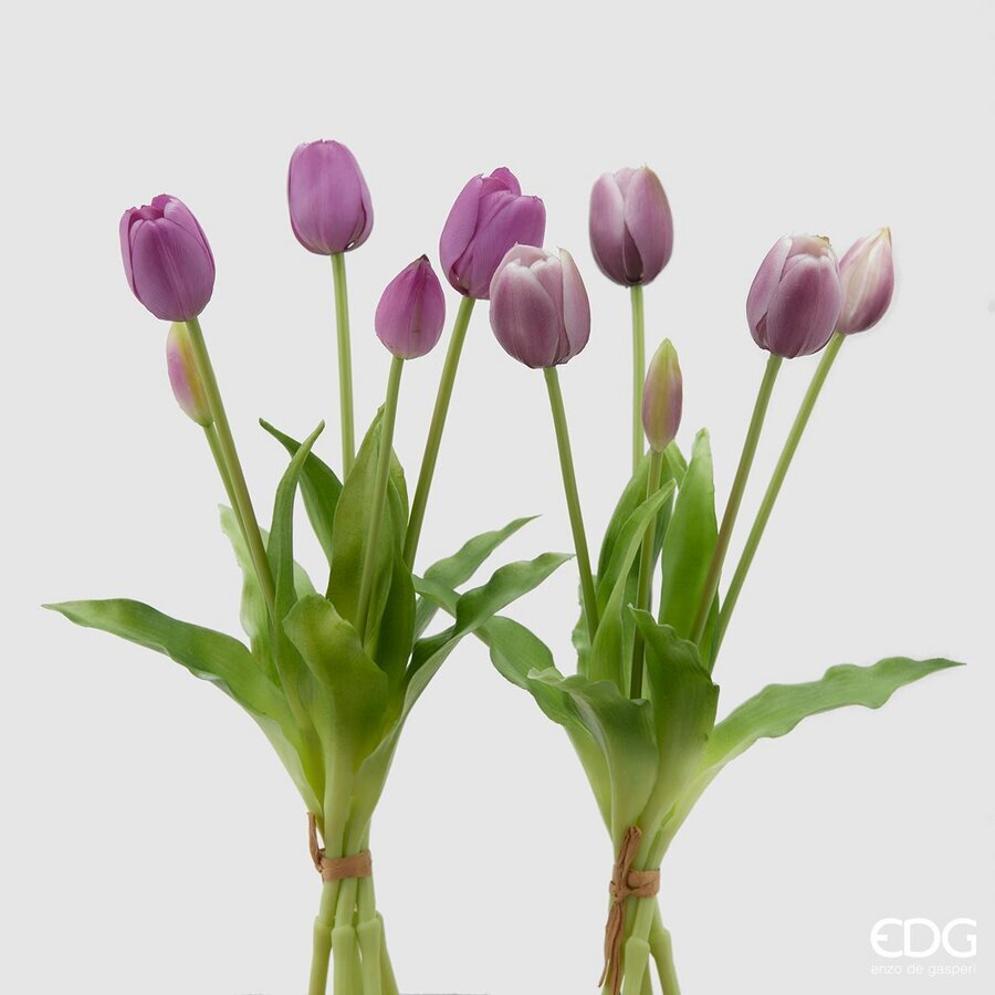 edg enzo de gasperi edg enzo de gasperi bouquet di 5 tulipani chiusi gomma olis ass h 40 cm lilac 1 pz ean 8059824081865