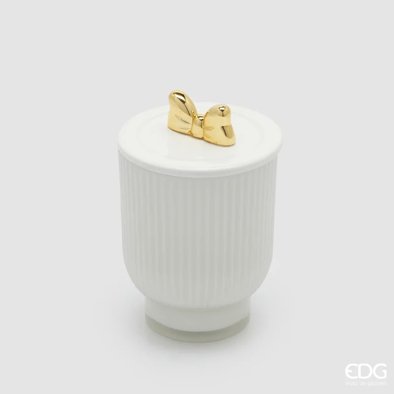 edg enzo de gasperi edg enzo de gasperi candela di natale fiocco con vaso h 15 cm d 10 cm frangipani bianco oro ean 8059824544100