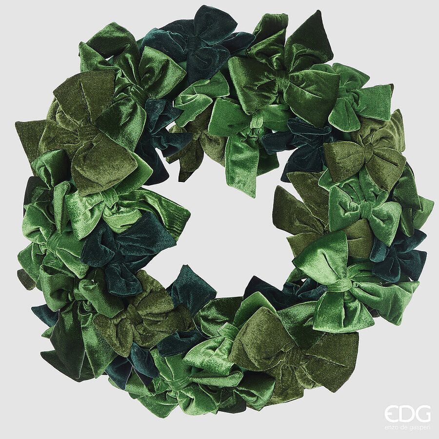 edg enzo de gasperi edg enzo de gasperi decoro corona d 76 cm fiocchi ghirlanda natalizia velluto verde ean 8059824567314