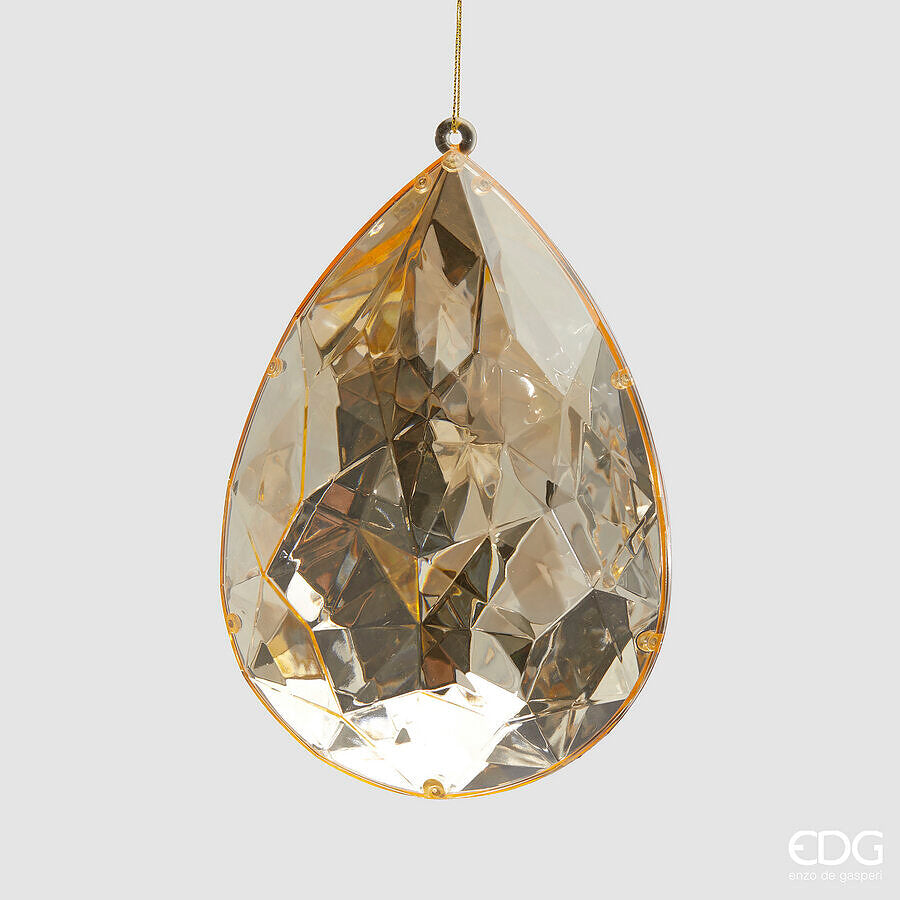 edg enzo de gasperi edg enzo de gasperi decoro diamante goccia di natale da appendere h 19 cm l 125 cm l 75 cm pp champagne ean 8059824534187