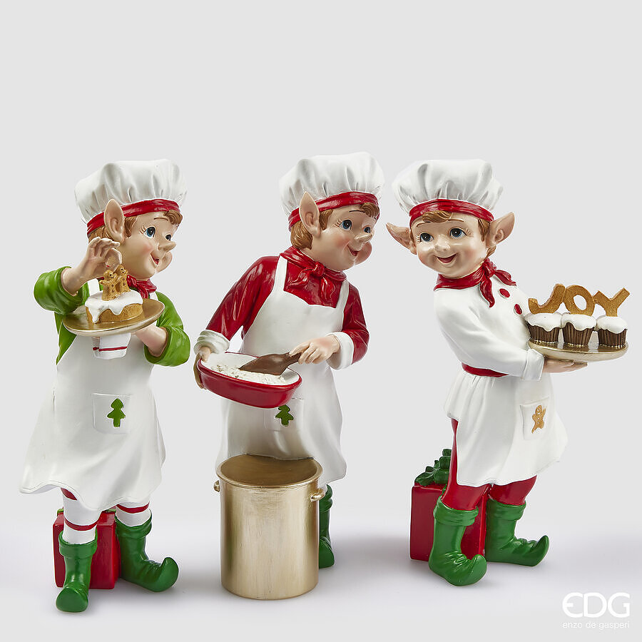 edg enzo de gasperi edg enzo de gasperi decoro elfo cuoco di natale ass h 30 cm green red 1 pz ean 8059824389497