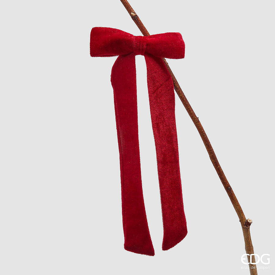 edg enzo de gasperi edg enzo de gasperi decoro fiocco di natale con clip h 30 cm l 13 cm velluto burgundy ean 8059824575814