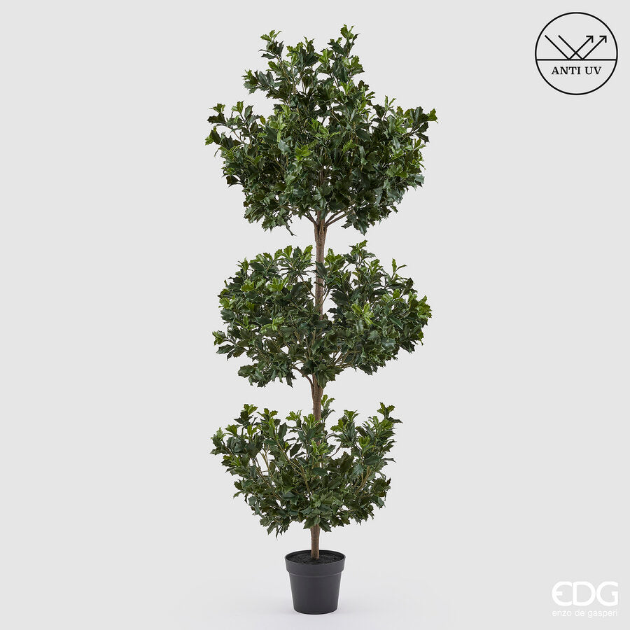 edg enzo de gasperi edg enzo de gasperi pianta artificiale agrifoglio h 188 cm con vaso anti uv verde per interno ed esterno ean 8059824655318