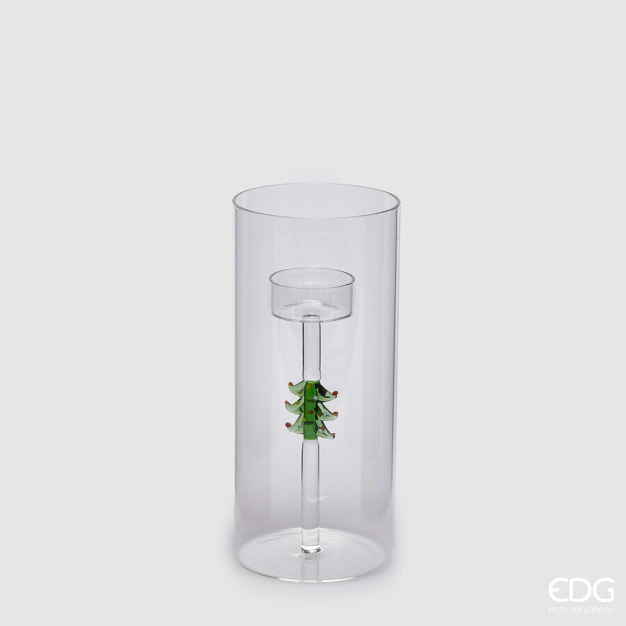 edg enzo de gasperi edg enzo de gasperi portacandela cilindro pino di natale h 20 cm d 9 cm green ean 8059824368850