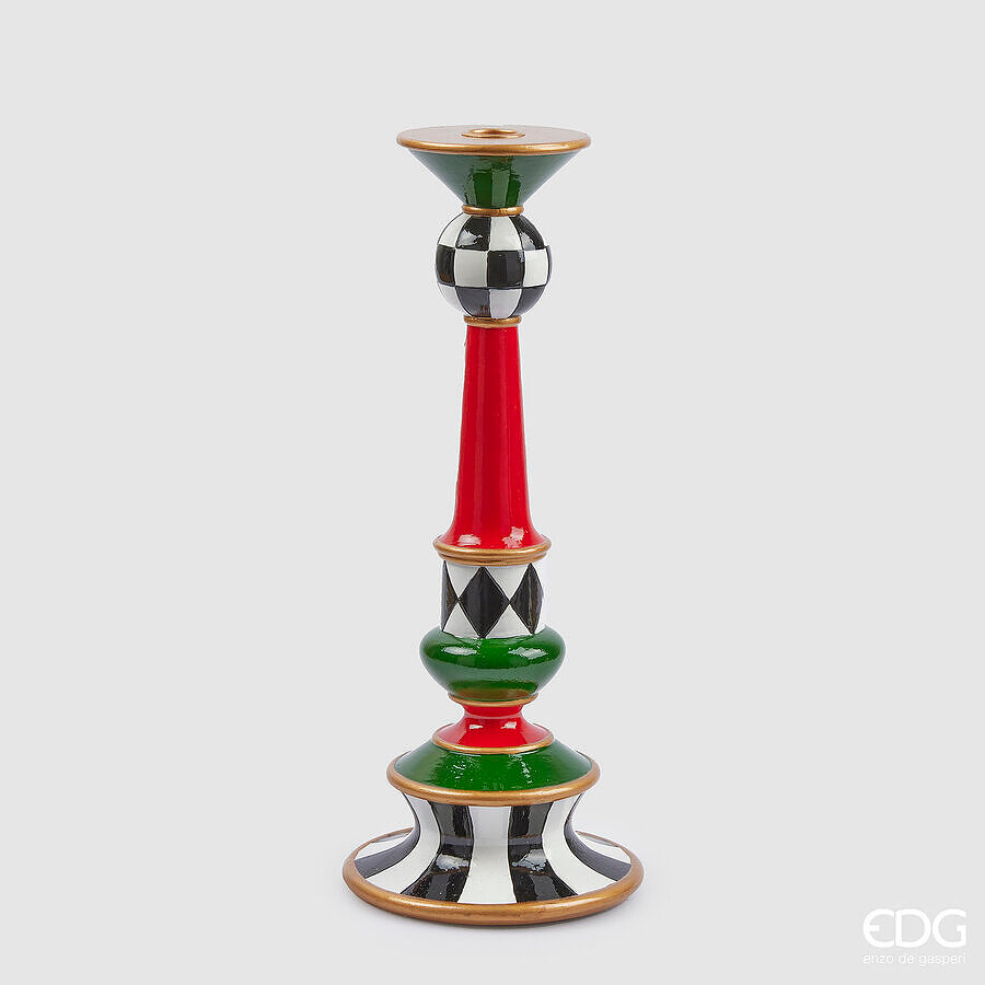 edg enzo de gasperi edg enzo de gasperi portacandela di natale scacchi h 35 cm d 14 cm white black ean 8059824403308