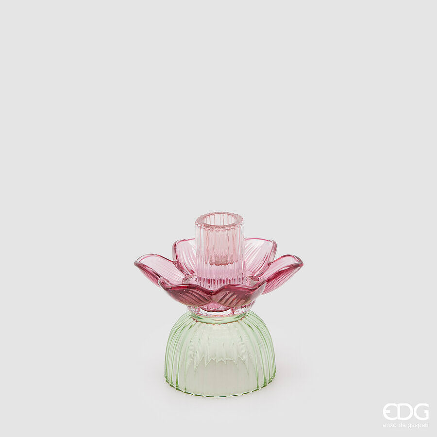 edg enzo de gasperi edg enzo de gasperi portacandela flower in vetro h 125 cm d 12 cm violet mix ean 8059824630292