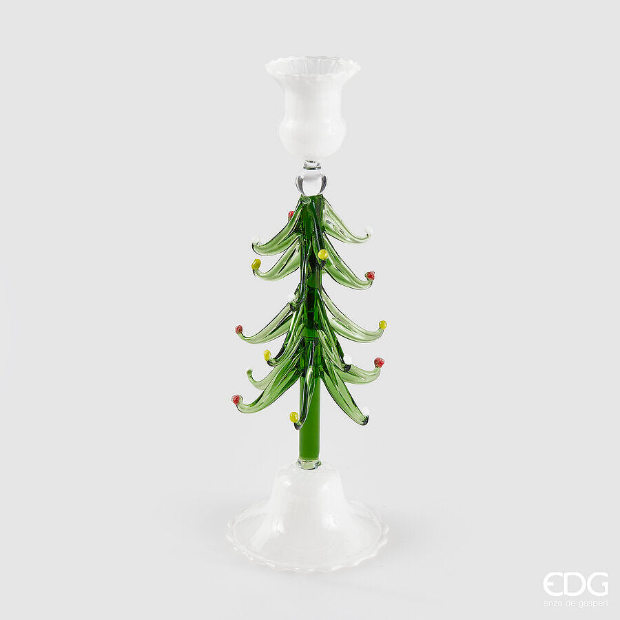 edg enzo de gasperi edg enzo de gasperi portacandela pino di natale h 24 cm d 85 cm vetro white green ean 8059824577573