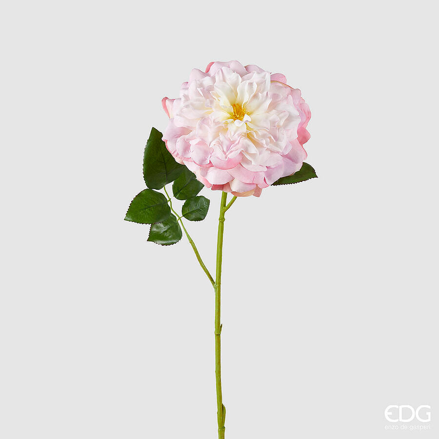 edg enzo de gasperi edg enzo de gasperi rosa jumbo ramo con foglie h 80 cm d 18 cm pianta artificiale colore crema rosa ean 8059824490421