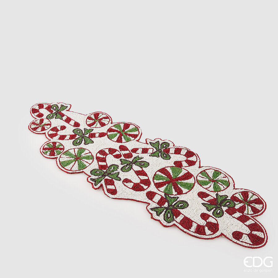 edg enzo de gasperi edg enzo de gasperi runner candycane natale con perle l 90 cm l 30 cm white red ean 8059824559876