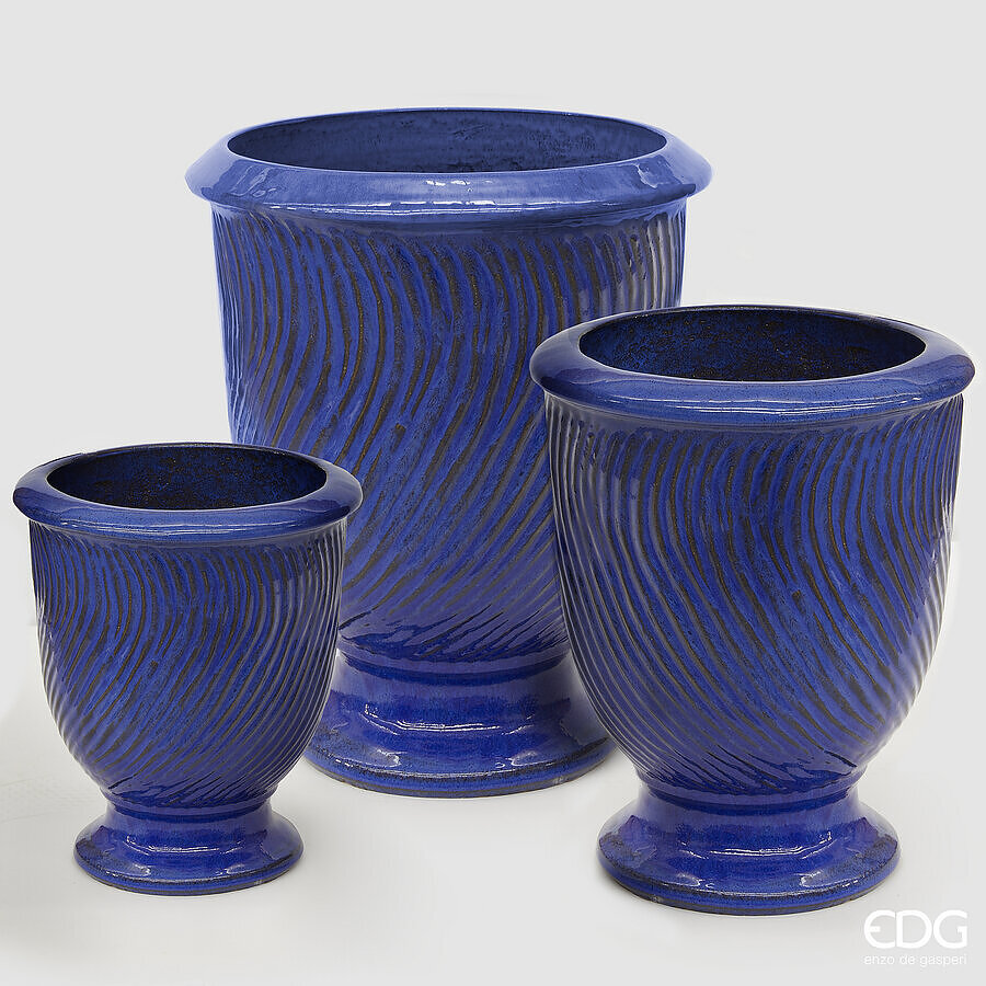 edg enzo de gasperi edg enzo de gasperi set 3 pz vaso atlas onde coppa h 67 cm h 52 cm h 37 cm royal blue ean 8059824486509