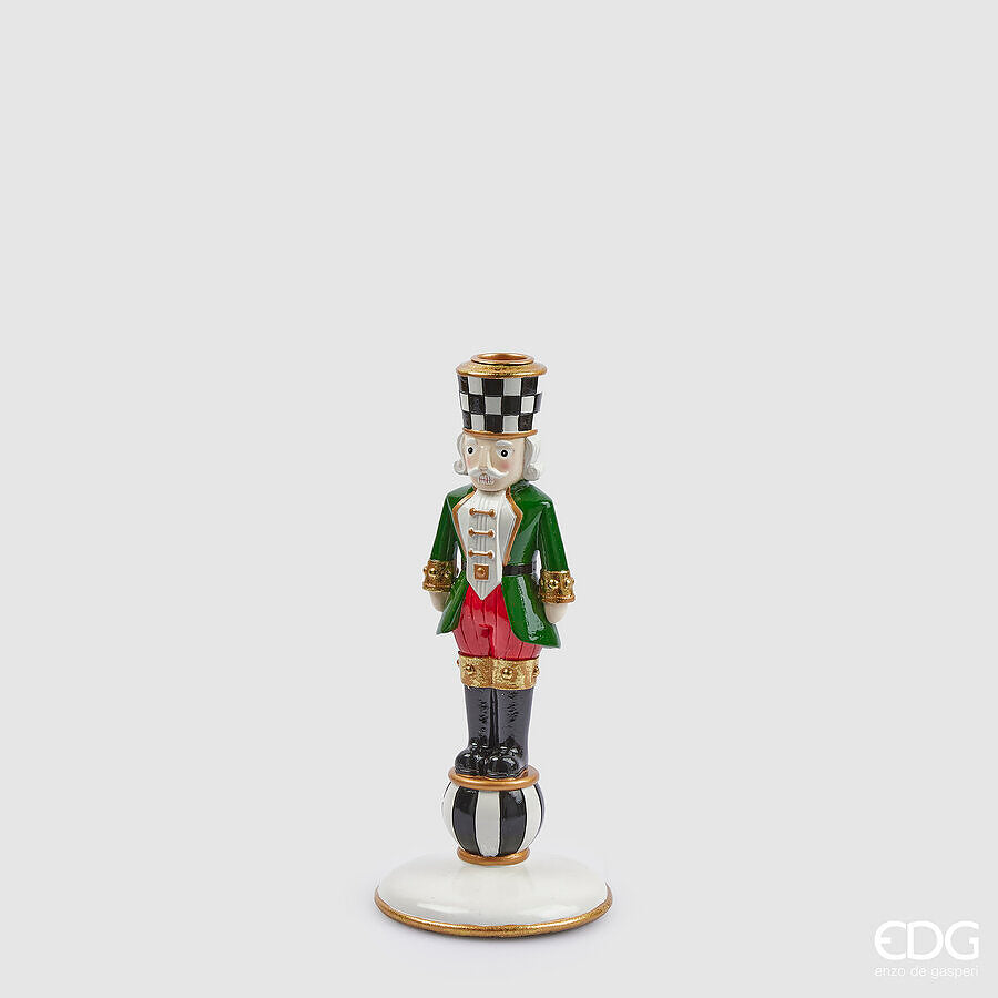 edg enzo de gasperi portacandela soldatino natale h 25 cm d 11 cm bianco nero ean 8059824403247