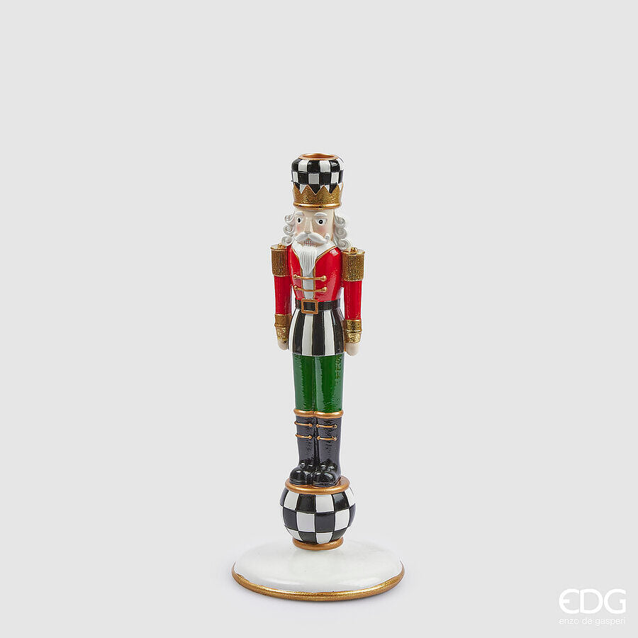 edg enzo de gasperi portacandela soldatino natale h 31 cm d 12 cm bianco nero ean 8059824403223