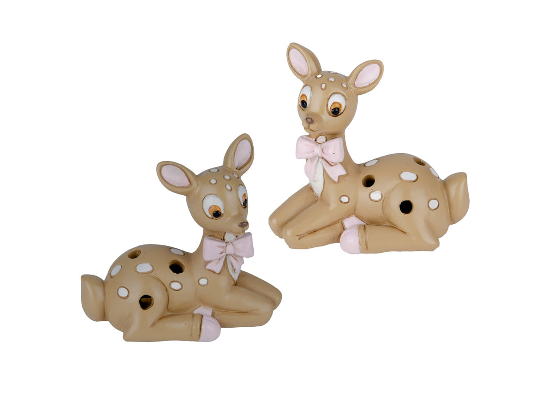Etm Cerf tendre LED Rose Résine H 9 cm 2 Modèles