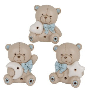 Luce soffusa e tenerezza: Etm Teo Orso LED Cielo in resina, H 8 cm, 3 varianti. Bomboniera originale.