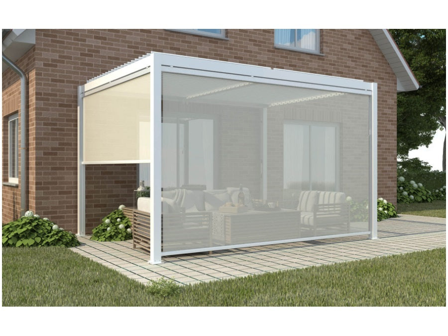 L'Arcolaio Store Occultant Auto-enroulable Pergola Textilène 4m Blanc