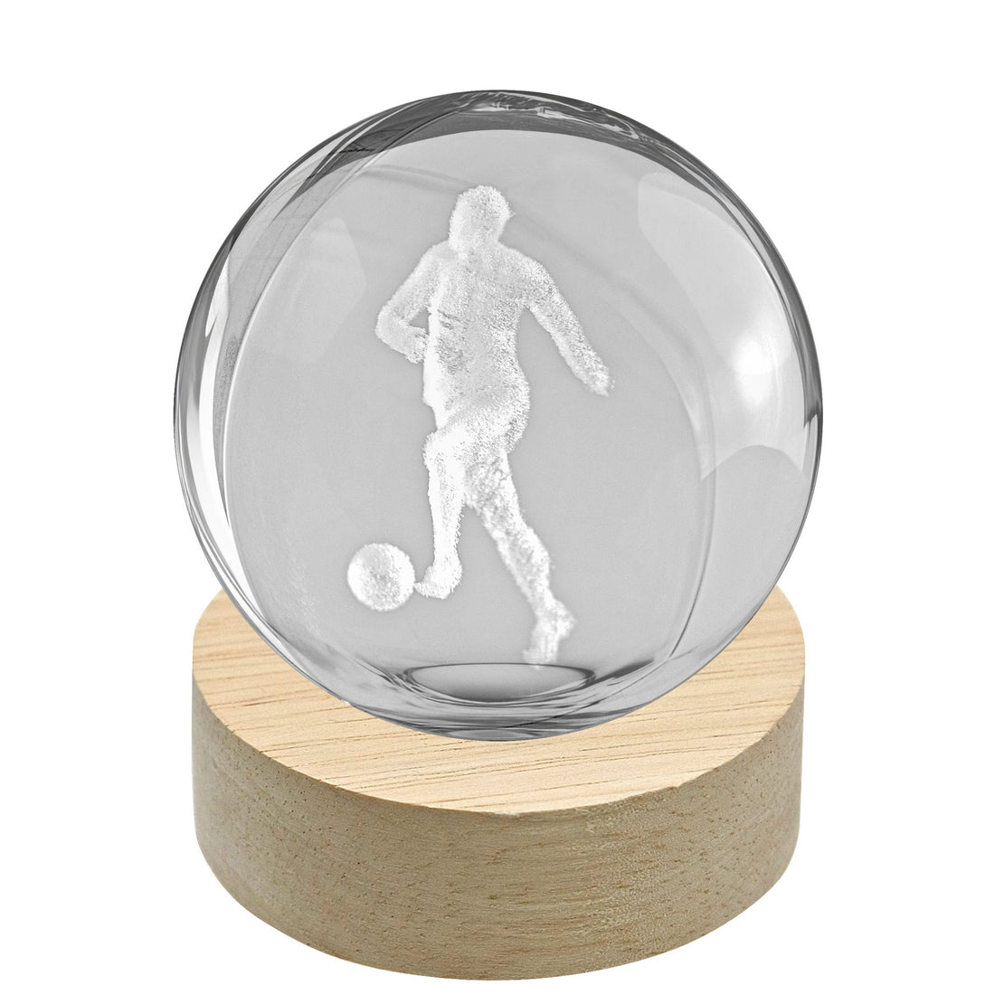 linea due elle linea due elle lumetto a sfera calciatore con base in legno d 6 cm h 8 cm bomboniera lampada decorativa sportiva ean 8033551046489