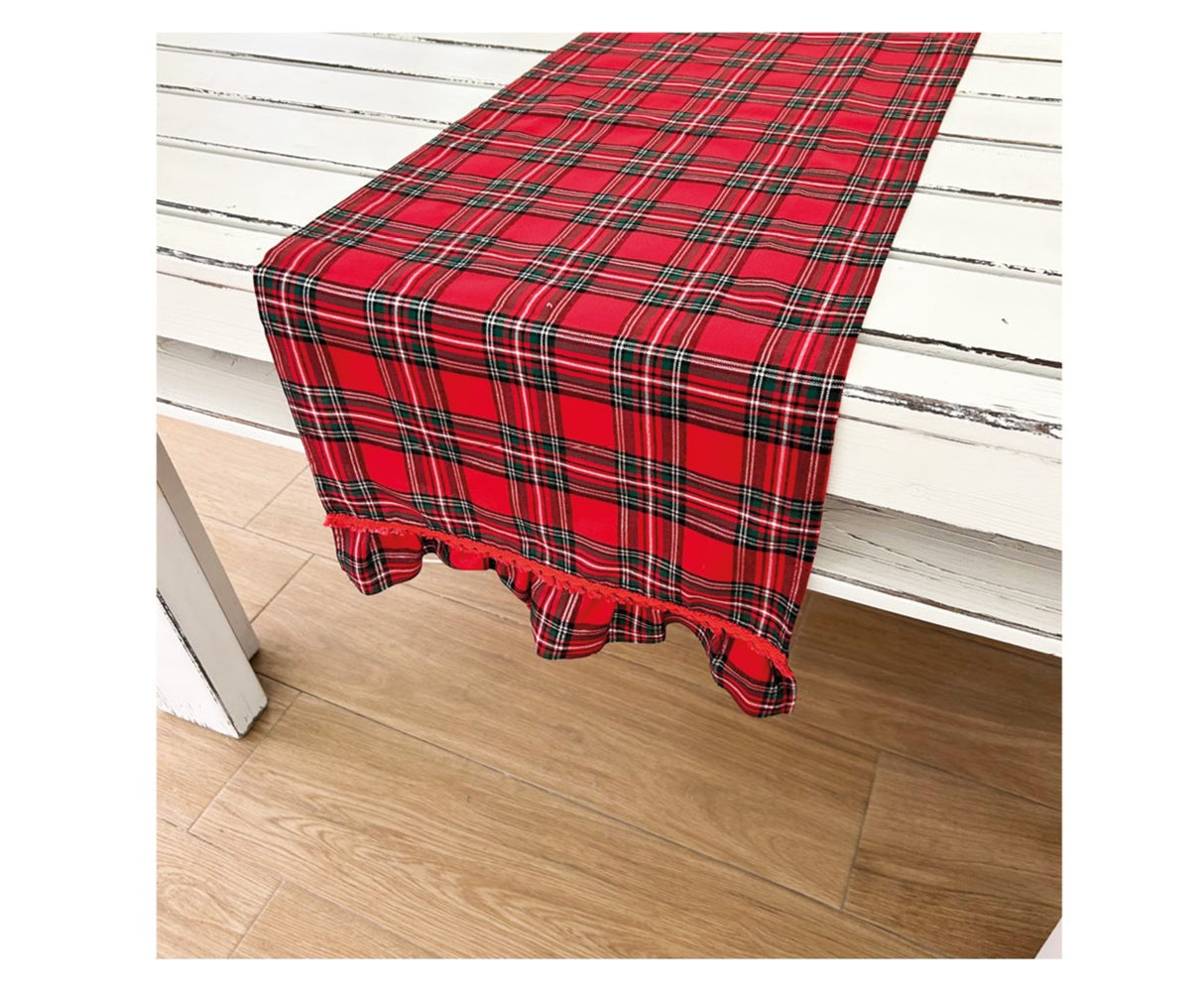 preziosa home preziosa home runner natale in tartan con fril e pizzo 40 x 120 cm rosso ean 8050264186424