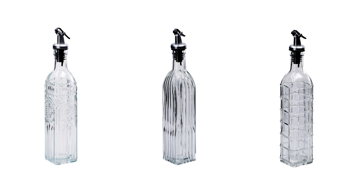 regalo italiano regalo italiano oliera acetiera ass con tappo acciaio 500 ml h 30 cm 6 x 6 cm vetro trasparente 1 pz ean 8057586201705