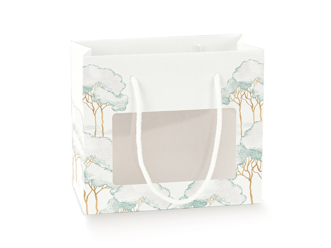 Shopbox Scotton Intrecci Verde con finestra in PLA 16×8×14 cm per bomboniere e confezioni regalo. Design sostenibile.CONF 10 PZ ean 8007402372751