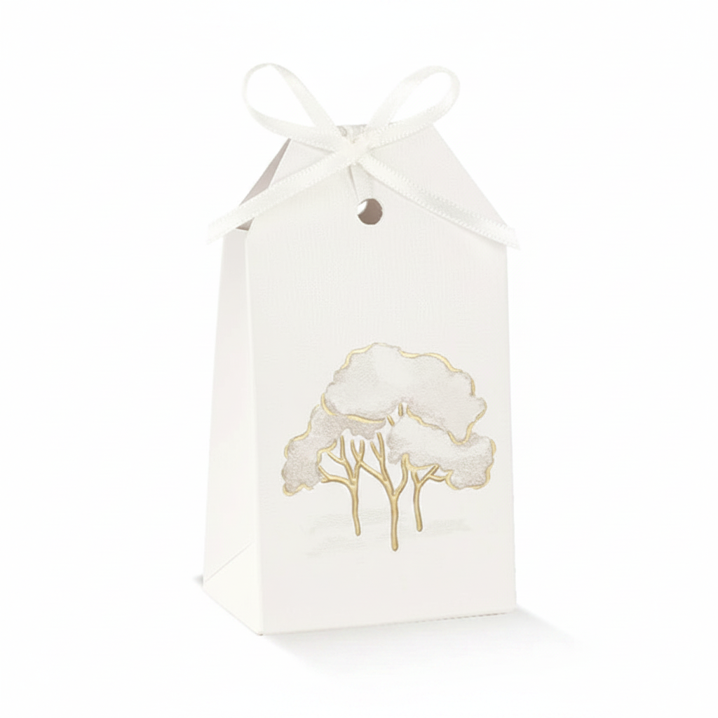 Tag scatolina Scotton intrecci alberi avorio 5,5×3,5×10cm CONF 10 PZ Bomboniera matrimonio e cerimonia elegante. ean 8007402284528