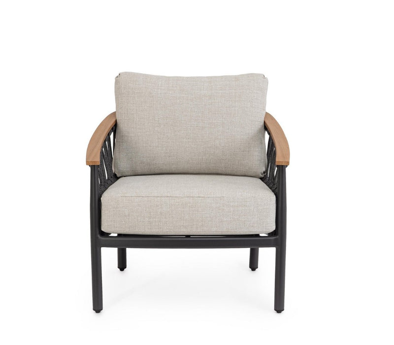 Bizzotto Fenix Salon de Jardin Anthracite – Canapé 3 places, 2 Fauteuils et Table Basse Outdoor