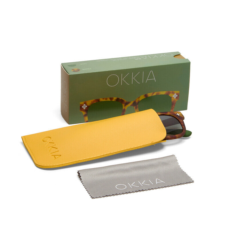 okkia okkia occhiale da sole premontato mod giovanni translucid sahara havana soft touch con lenti verde ean 8056211375316