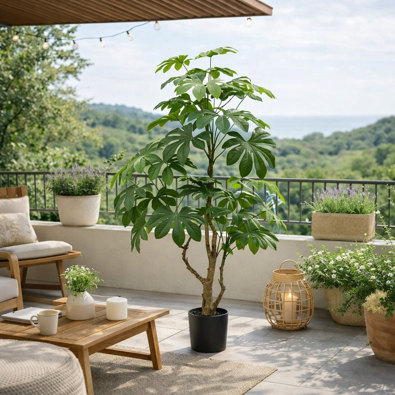 edg enzo de gasperi edg enzo de gasperi aralia vogue con vaso pianta artificiale h 144 cm verde ean 8059824607379
