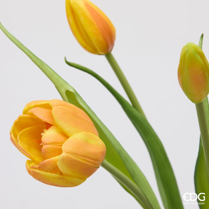 edg enzo de gasperi edg enzo de gasperi bouquete tulipano chiuso x4 h 40 cm con bocciolo giallo arancione ean 8059824612762