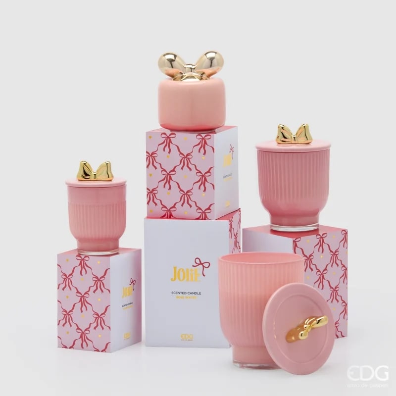 edg enzo de gasperi edg enzo de gasperi candela di natale fiocco con vaso h 15 cm d 10 cm rose water rosa oro ean 8059824544124